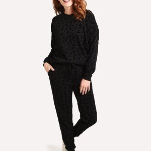 Z Supply Black Abstract Spotted Pajama Set Black Gray Size Small Boho Lounge